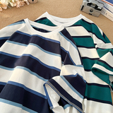 夏季潮流条纹宽松圆领短袖T恤男女百搭上衣T3601-P30【特价】，男装T恤，电商A007