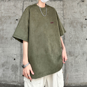 夏季大码休闲潮流美式麂皮绒字母印花短袖T恤T3461-P22【特价】图片