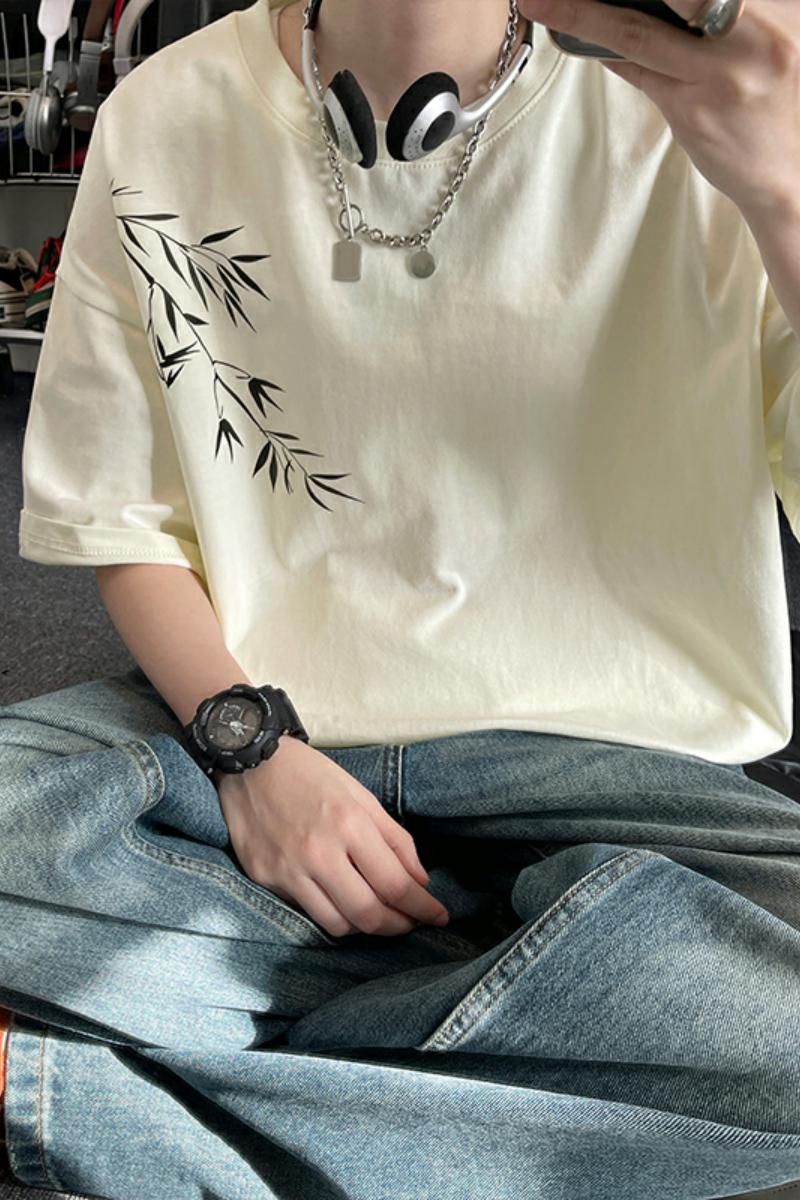 风新中式竹子240克双纱精梳棉半袖短袖T恤T3515-P25【特价】,男装T恤,电商A007