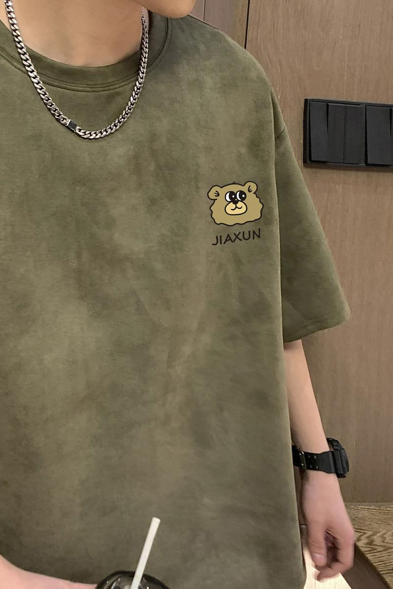 春夏潮流大码美式麂皮绒印花半袖短袖T恤T3382P22【特价】,男装T恤,电商A007