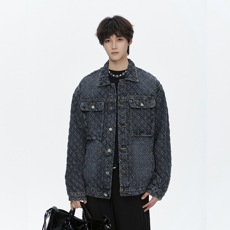 春季潮流做旧磨毛大码男女拼色牛仔外套夹克J8813-P65【特价】,男装夹克,电商A007