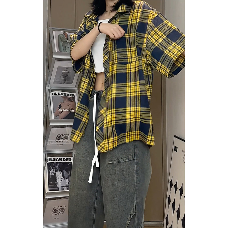 夏季潮流复古格子大码休闲男短袖衬衫DC2178-P27【特价】,男装衬衫,电商A007