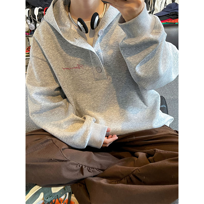 重磅亨利领设计感印花连帽卫衣宽松潮流上衣W4659-P52【特价】,男装卫衣,电商A007