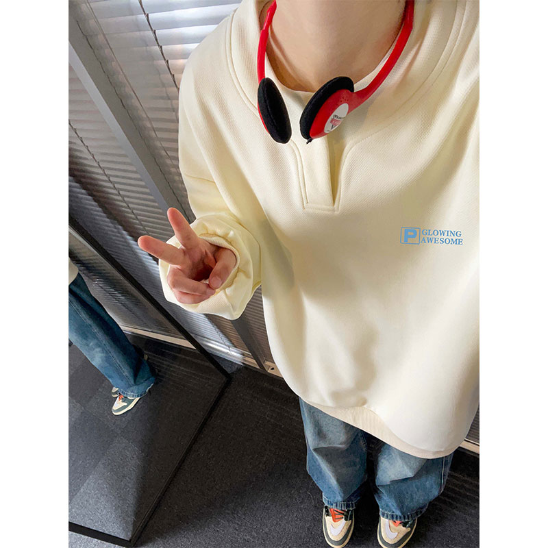 重磅320克亨利领设计感印花卫衣宽松潮流上衣W4665-P40【特价】，男装卫衣，电商A007