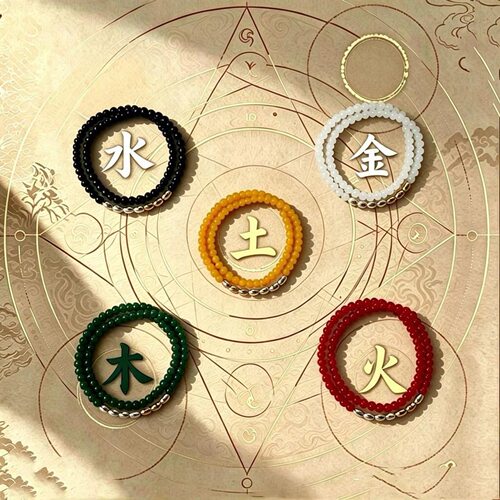 双圈手链【七粒米五行手工串珠祈福手链传统文化男女同款