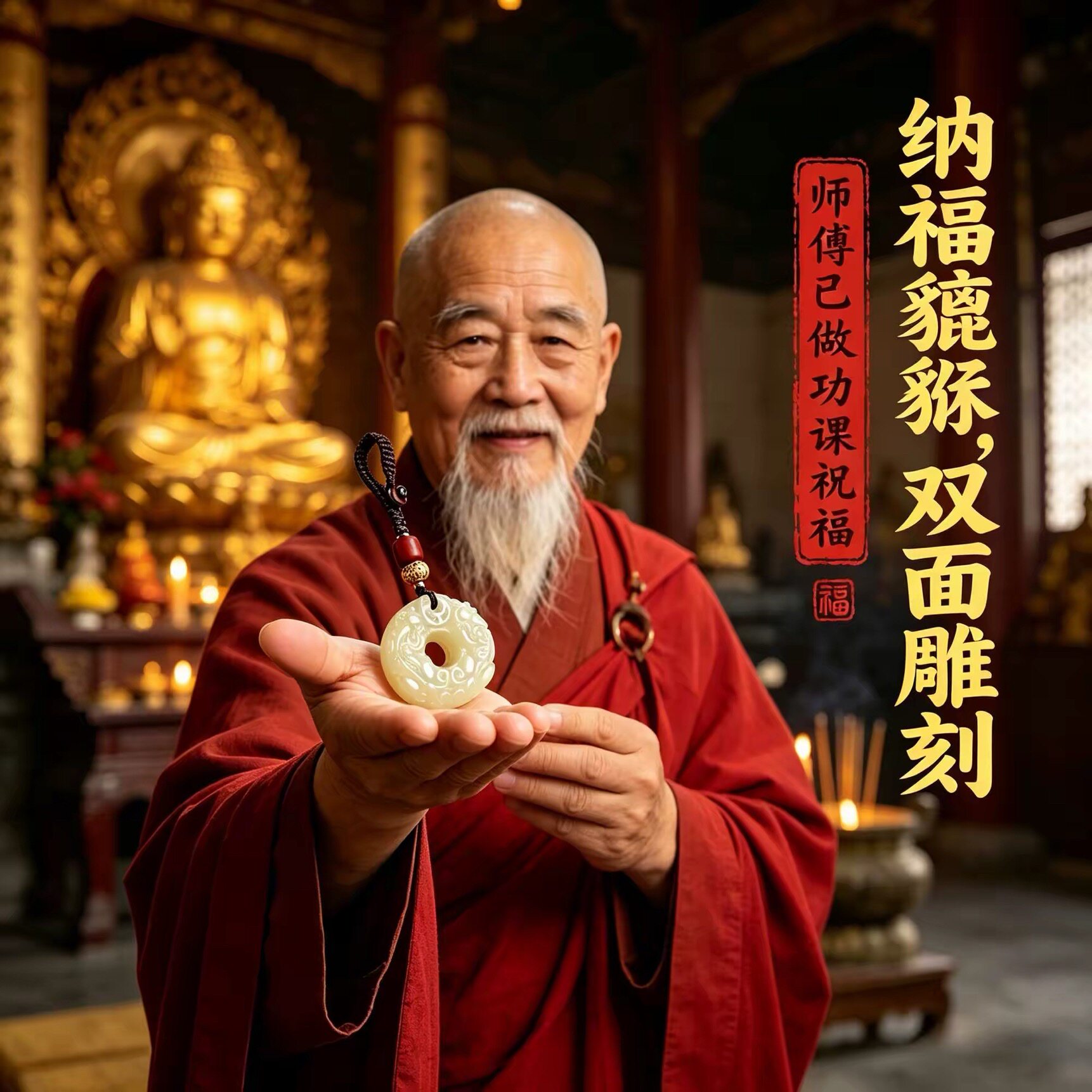 普陀【双面貔貅】平安扣本命年守护招财金宝汽车挂件高档精致吊坠