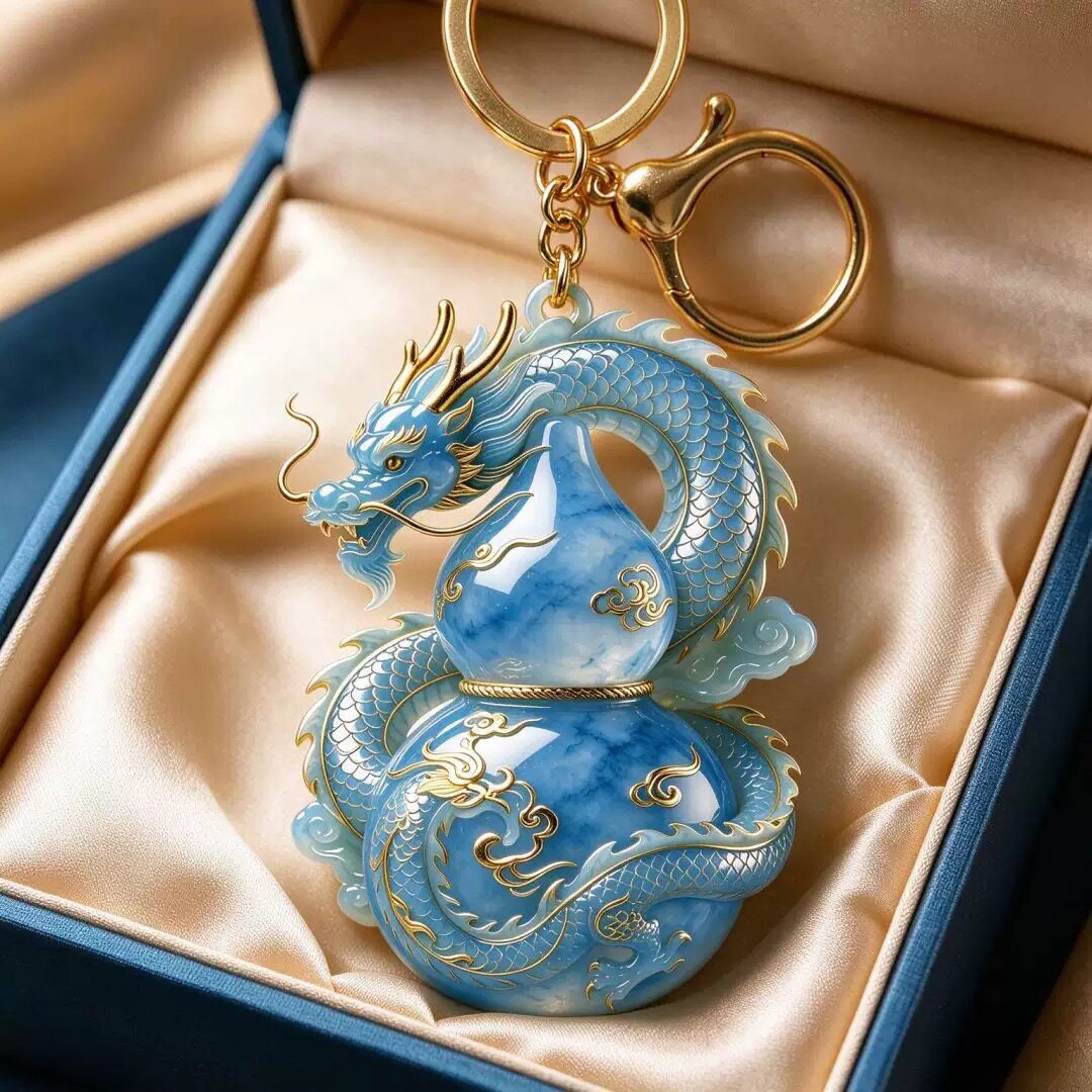 碧海龙吟福禄双全金属浮雕钥匙扣吉祥中国风钥匙链纯手工平安挂饰