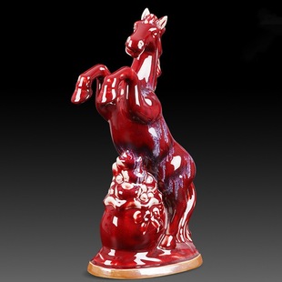 景德镇生肖陶瓷马装饰 马到成功钧瓷摆件 别墅乔迁送招财红马促销