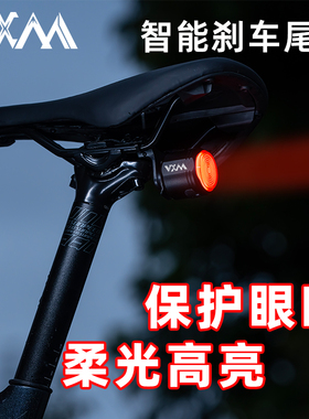 VXM智能感应刹车护眼尾灯公路山地自行车夜间骑行高亮警示安全灯