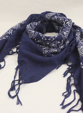 棉质印花大方巾流苏民族风披肩