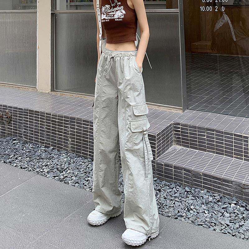 美式工装阔腿裤女夏季薄款2025新款高腰显瘦小个子速干休闲运动裤