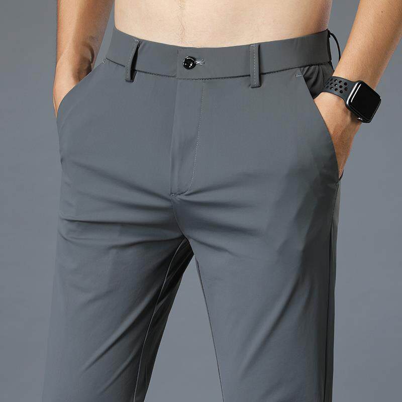 夏季高级感西裤男士超薄款修身直筒商务休闲裤冰丝滑凉感透气长裤