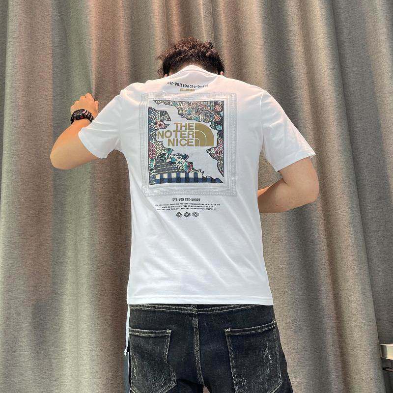潮牌后背印花男士短袖t恤夏季新款高端男装上衣修身半袖体恤衫潮