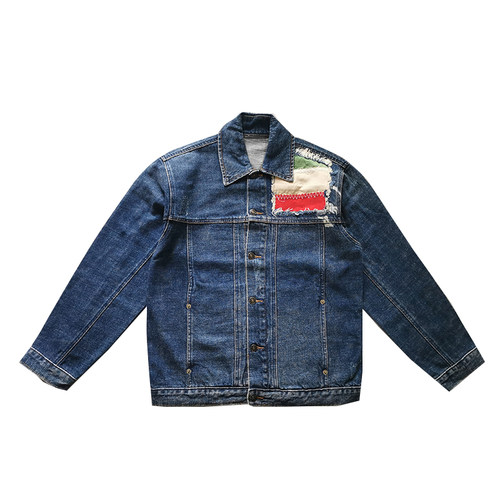 秋冬男士纯棉骷髅刺绣牛仔夹克