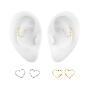 316L钛钢穿刺饰品耳骨钉桃心气质无缝小巧穿刺鼻环少女韩国新耳圈