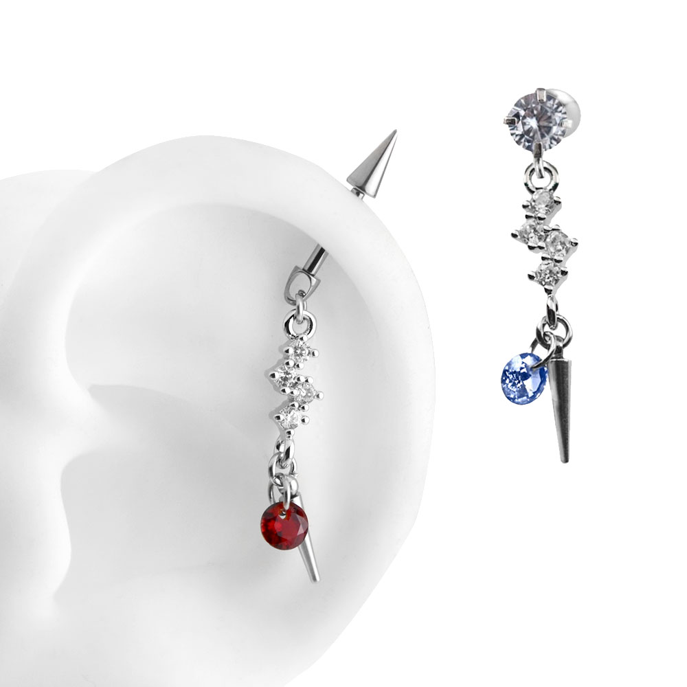 原创新款恶魔几何尖锥吊装耳骨钉