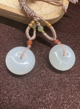 和田玉吊坠挂件羊脂白玉挂绳项链玉石宝宝款一对的价格