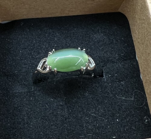 碧玉猫眼戒指925银镶嵌