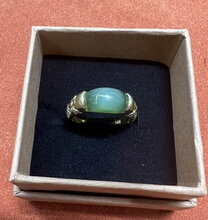 新疆和田玉碧玉猫眼戒指马鞍戒指男女同款