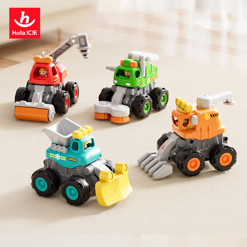 汇乐特技工程车队男孩小汽车环卫车玩具推土机惯性滑行模型玩具车