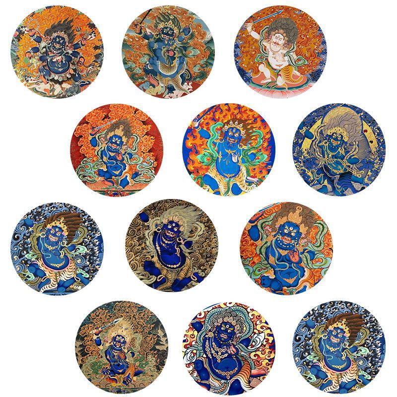 藏式唐卡生肖鸡本命佛不动明王守护神 DIY玻璃贴片软磁冰箱贴帮发