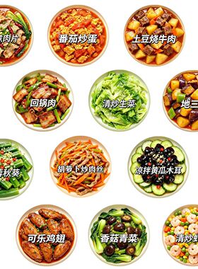 家常菜图案玻璃冰箱贴水煮肉片回锅肉美食装饰磁贴厨房软装留言贴