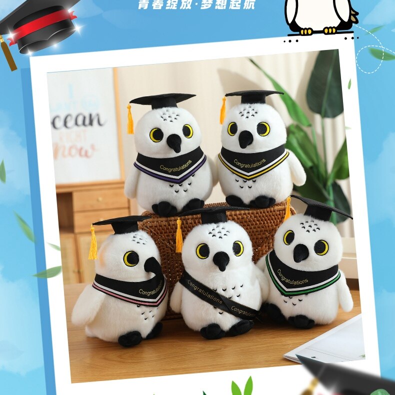 可爱博士猫头鹰公仔毛绒玩具学士服玩偶布娃娃毕业纪念品学生礼物