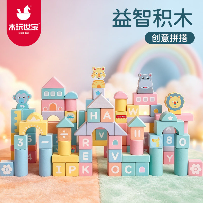 木玩世家木制大颗粒益智积木