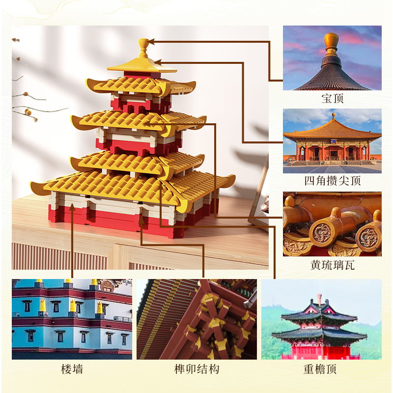 木玩世家榫卯积木应星楼儿童玩具