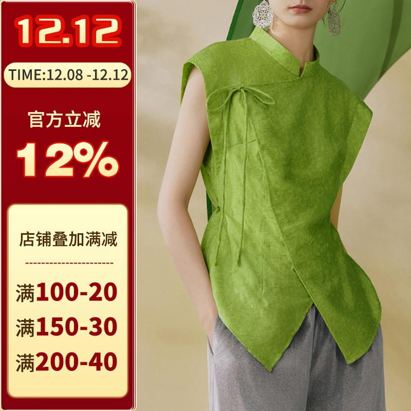 沪小鹿纸样新中式系带无袖上衣