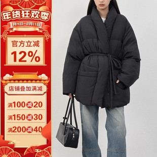 沪小鹿纸样 中式斜襟V领 落肩版型可束腰慵懒感羽绒服 FDX013