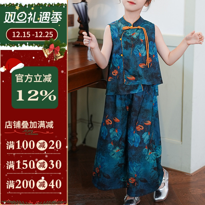 沪小鹿纸样女童上衣阔腿裤套装