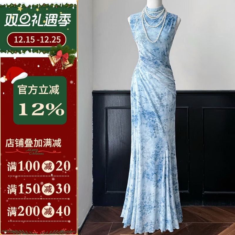 沪小鹿纸样复古鱼尾旗袍连衣裙