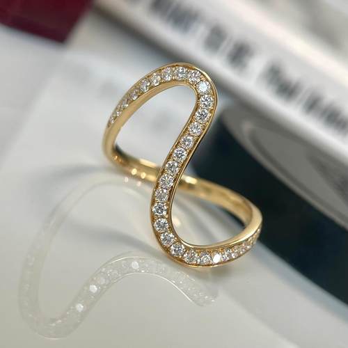 天然钻石不规则设计钻石排戒18K