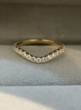 九十一篇 真钻 32分钻石弧形排戒18K金 叠戴实心钻石戒指排钻婚戒