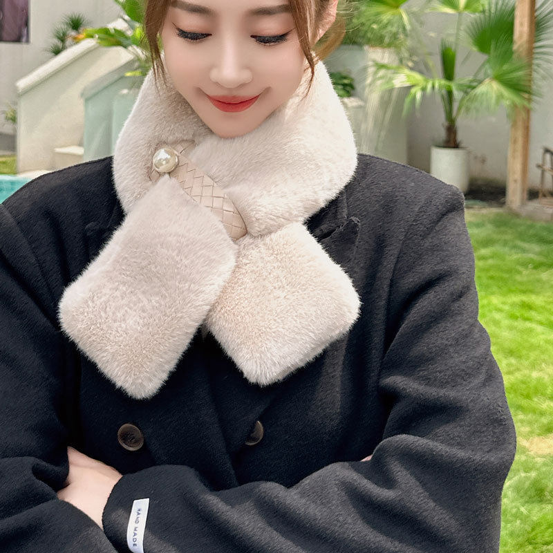 围巾女珍珠冬季新款护颈仿獭兔加厚保暖毛绒围脖韩版百搭交叉毛领,服饰配件/皮带/帽子/围巾,围巾/丝巾/披肩,淘宝优惠券,粉丝福利购,淘宝优惠卷