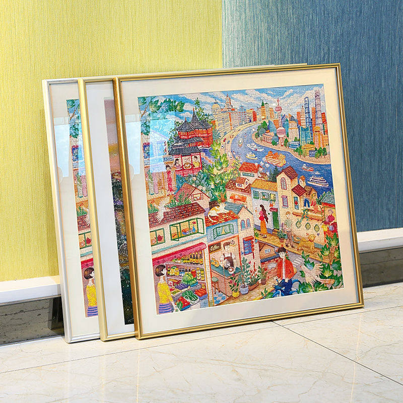 铝合金画框十字绣钻石画加厚简约拼图装饰画边框装裱方形外框定制