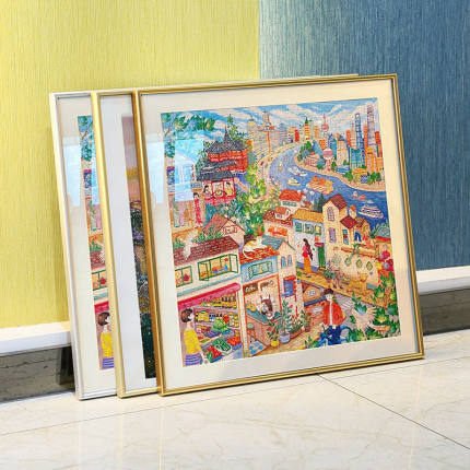 铝合金画框十字绣钻石画加厚简约拼图装饰画边框装裱方形外框定制