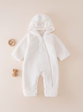 gb好孩子童装25秋冬新款正品毛毛长袖夹棉连帽连身衣145141IB1205