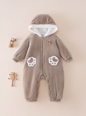 gb好孩子童装2025秋冬新款连帽带绒加厚夹棉连身衣145241IB1103