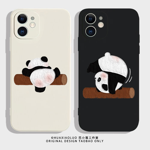 调皮鬼~熊猫可爱iPhone15promax苹果13华为mate60pro小米14新款iqoo12适用vivoS18荣耀100一加ace3情侣手机壳