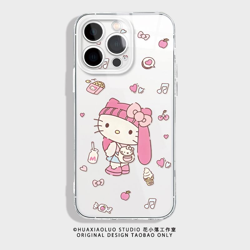 兔兔帽~透明适用iphone16promax苹果14小米15可爱凯蒂猫opporeno13少女心手机壳vivo荣耀400华为mate70新款12