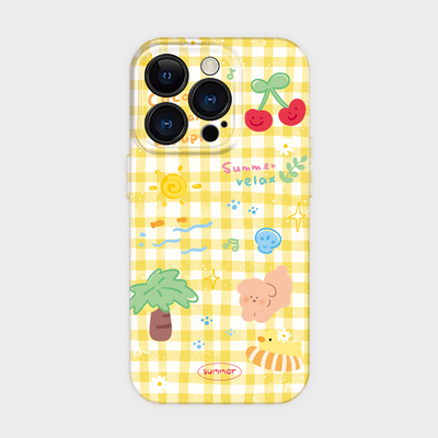 度假胜地~适用iPhone16promax手机保护壳苹果15小众艺术设计感小米14女生夏日小清新格子13韩系ins超好看的12