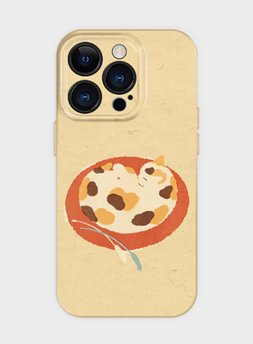 美食猫咪~适用iphone16promax2024新款手机保护壳苹果15女生可爱14小众文艺少女心13mini艺术感p60华为pura70