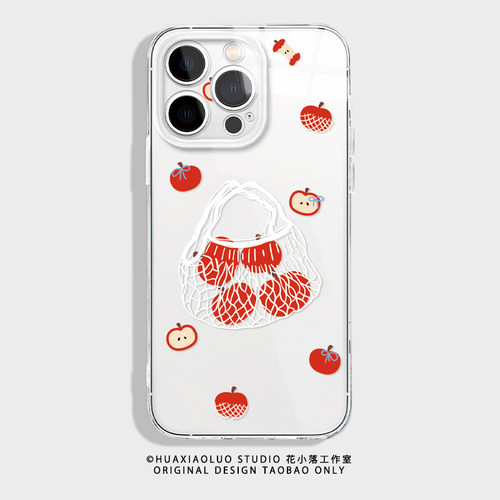 一个网兜~透明适用iphone16promax苹果13小米15简约ins可爱手机壳nova14华为mate70pro+保护套reno12创意防摔