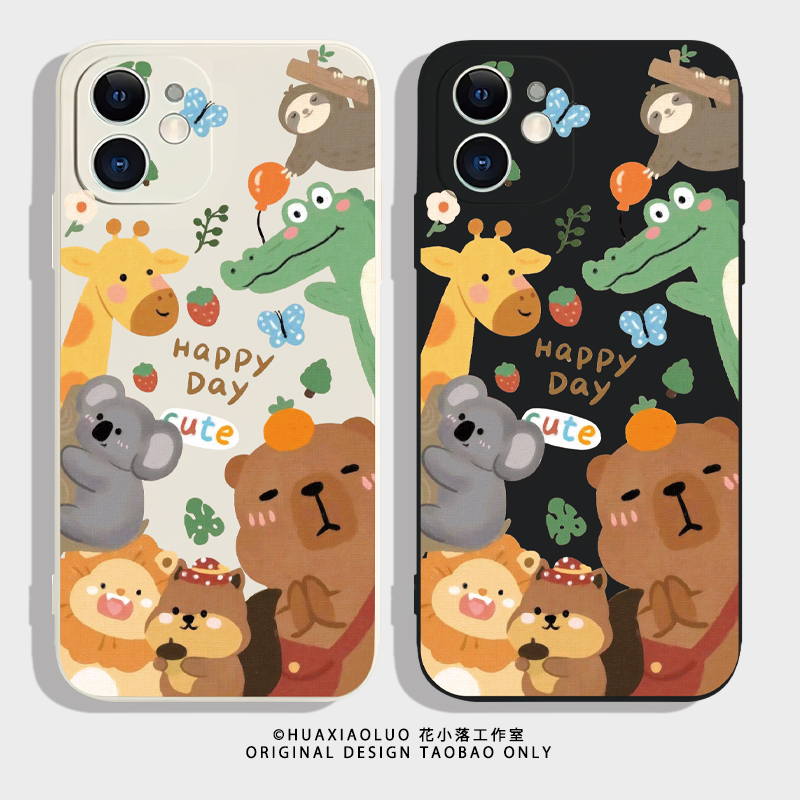 森林动物园~卡通涂鸦iPhone15promax苹果14plus小米13华为pura70pro/p60新款oppo适用iqoo12荣耀90情侣手机壳