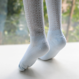 外贸幼童小童长高筒袜及膝纯棉网眼透气夏季薄款防蚊袜凉爽3-5岁