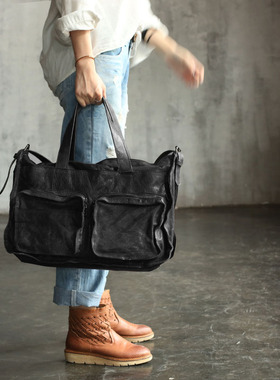 角落原创手工背包男清货真皮男包手提包斜挎大容量潮 街头0782#