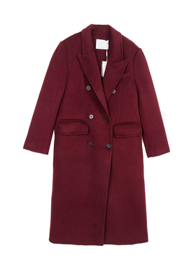 专柜价1699【栖】女装大翻领长款羊毛呢大衣440201244/代-11