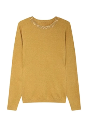 专柜价659【语】圆领修身气质优雅微弹长袖针织衫10308/乐-261